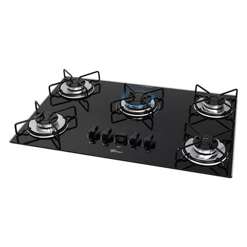 Cooktop Fischer com Mesa de Vidro 5 Bocas Fit Line Trempe Aramado