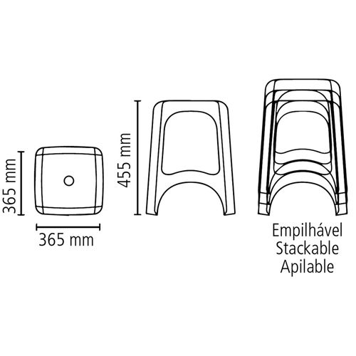 Banqueta Tramontina Niterói Preta PVC - 92411009