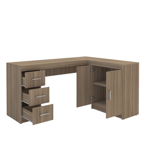 Escrivaninha Politorno Espanha Canto 1176 com 3 Gavetas - Castanho