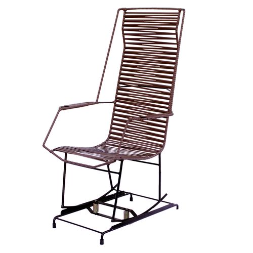 Cadeira de Balanço Becker com Molas em Ferro e Revestida com Junco - Marrom