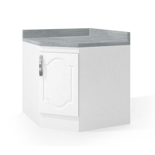 Balcão de Canto Móveis Canção DB Lare Crystal 1411 com 1 Porta com Tampo - Branco