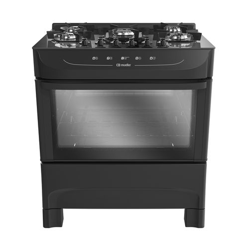 Fogão Mueller 5 Bocas MFV5BB com Mesa de Vidro - Preto