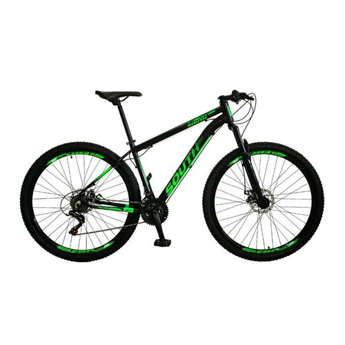 Bicicleta South Bike Legend Aro 29 - Freio a Disco - 21 Marchas - Preta e Verde