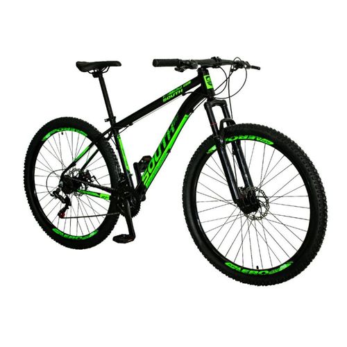 Bicicleta South Bike Legend Aro 29 - Freio a Disco - 21 Marchas - Preta e Verde