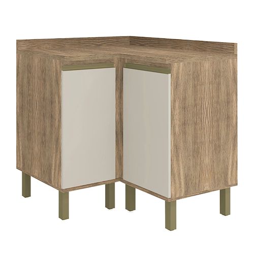 Balcão de Canto Móveis Canção DB Lare Veneza 8711 com 2 Portas Tampo - Ameixa Negra/ Sand