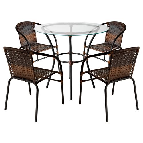 Mesa Famais de Ferro Happy Hour com Vidro - Pedra Ferro