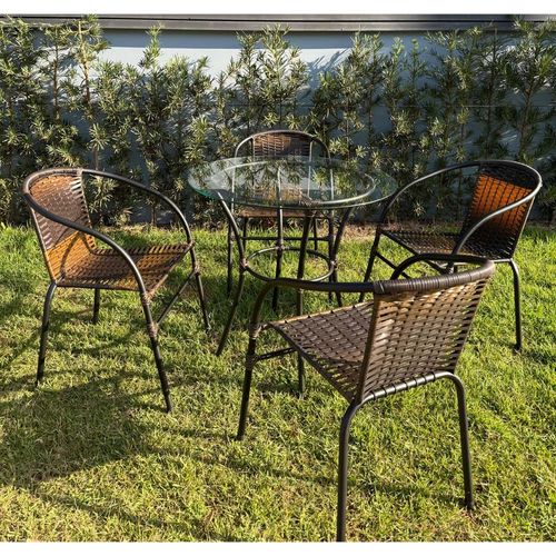 Mesa Famais de Ferro Happy Hour com Vidro - Pedra Ferro