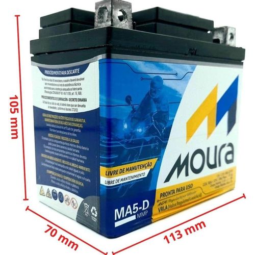 Bateria para Moto Moura MA5-D AGM/VRLA 12 Volts 5Ah