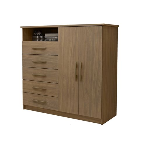 Cômoda Marafon Viena 2 Portas 5 Gavetas - Nogueira