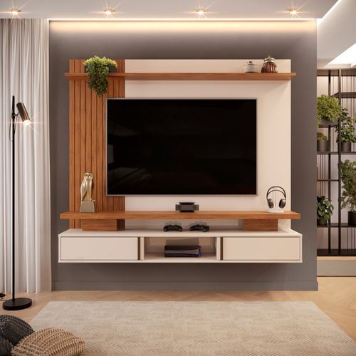 Painel Home Suspenso DJ Leoni - Off White / Freijó