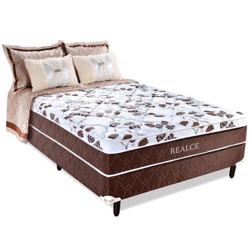 Cama Box Conjugada Probon Realce 138x188x42cm com Espuma - Marrom/Branco