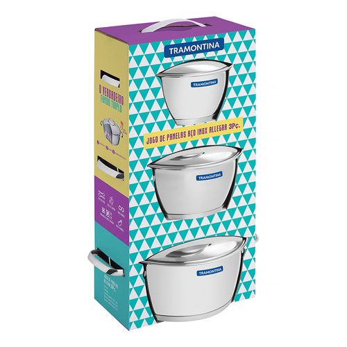 Conjunto de Panelas Tramontina 3 peças Allegra – Inox
