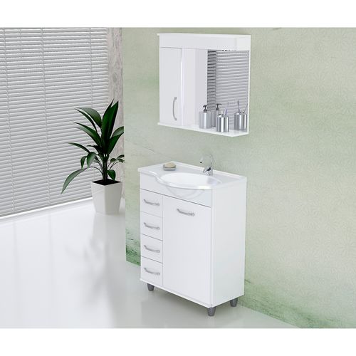 Conjunto para Banheiro Rorato Viena Curvo 59,5cm - 575602 - Branco