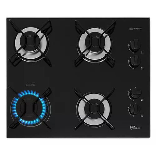 Cooktop Fischer com Mesa de Vidro 4 Bocas Fit Line Trempe Aramado