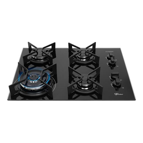 Fogao de Mesa CookTop a Gás Fischer 4 Bocas Fit Line com Chama Tripla - Preto