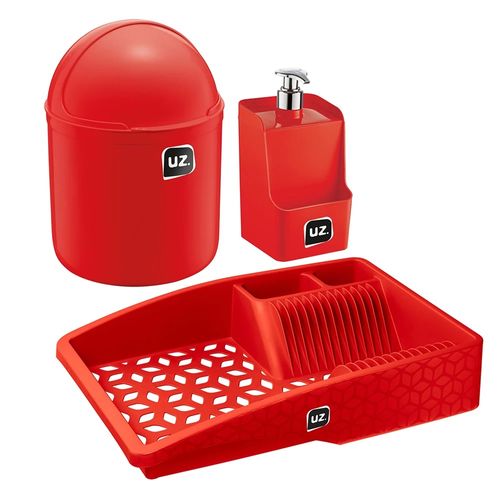 Kit Pia Multiuso 3 Peças UZ UZ1900 - Vermelho