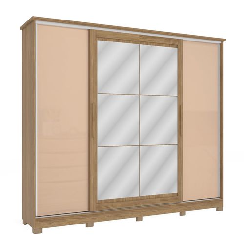 Roupeiro Kappesberg com Espelho 4 Portas 4 Gavetas CB01N565 - Nogueira/Macadâmia