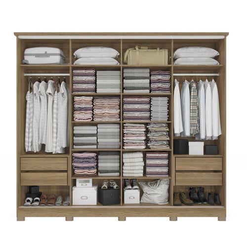 Roupeiro Kappesberg com Espelho 4 Portas 4 Gavetas CB01N565 - Nogueira/Macadâmia