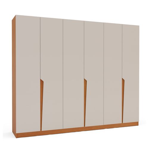 Roupeiro Politorno Porto 6 Portas e 4 Gavetas - Freijó/Creme