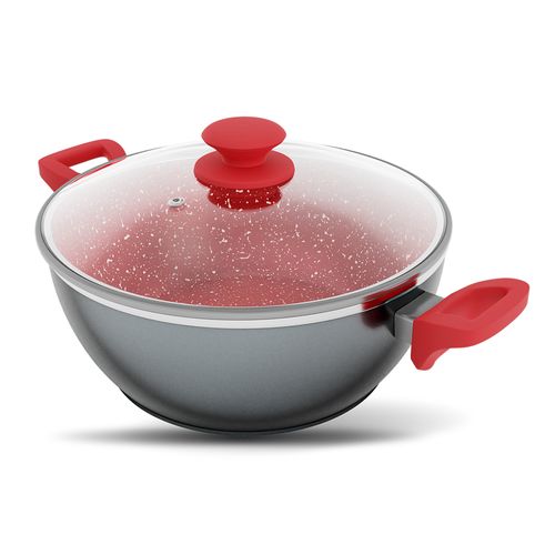 Panela Philco Antiaderente Redstone PPH280ACR 28cm 6,1 Litros - Cinza/Vermelho