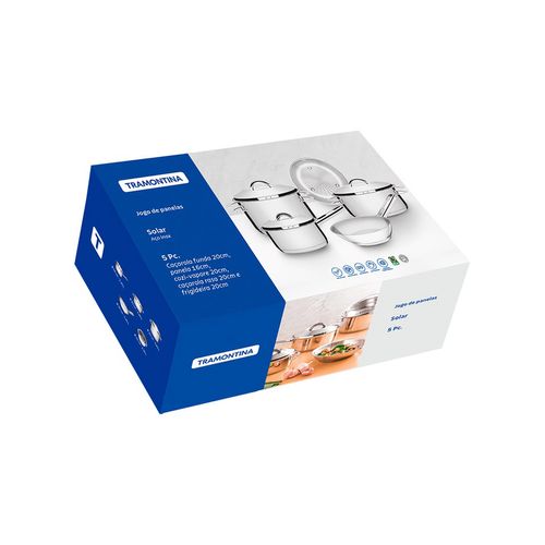 Conjunto de Panelas Solar Tramontina 5 Peças de Inox