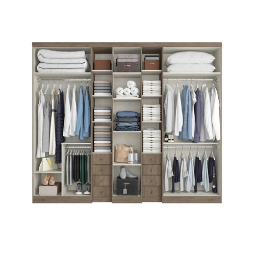 Roupeiro THB Absolut Glass 7 Portas 8 Gavetas - Rustic/Off-White