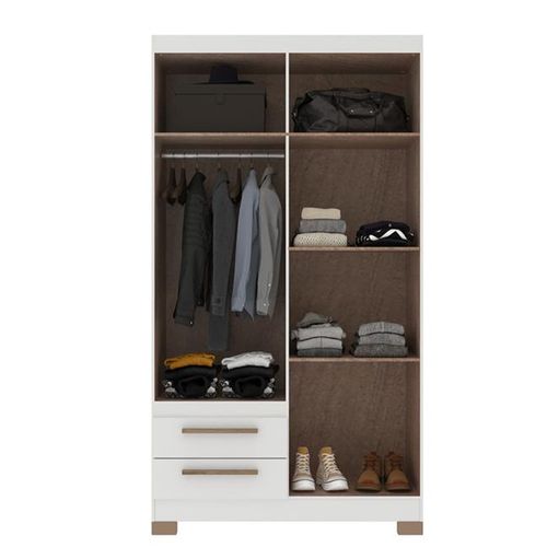 Roupeiro Decibal RP2422 4 Portas 2 Gavetas - Wood/Cristalo