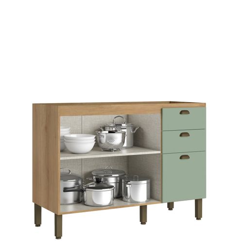 Balcao Finesse CF202 THB 2 Portas e 3 gavetas Capuccino com Menta