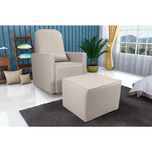Poltrona Matrix Mamãe de Balanço com Puff - Bege