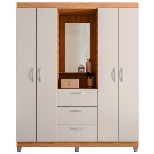 Roupeiro Caemmun Clapton Capelinha 4 Portas e 3 Gavetas - Buriti/Fendi