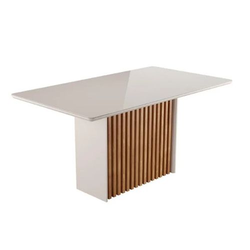 Mesa Cris Sonetto 1,60X0,90 Mel Tampo de Vidro Off White