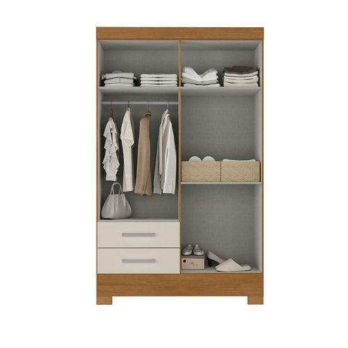 Roupeiro Rodial 51GR4265B  4 Portas e 2 Gavetas - Cinamomo / Off White