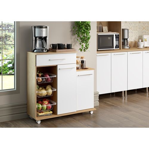 Fruteira Ditalia MF185 com 2 Portas 1 Gaveta e 3 Cestos – CVC/Branca