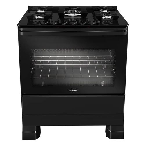 Fogão Mueller 5 bocas Decorato com Mesa de vidro - Preto