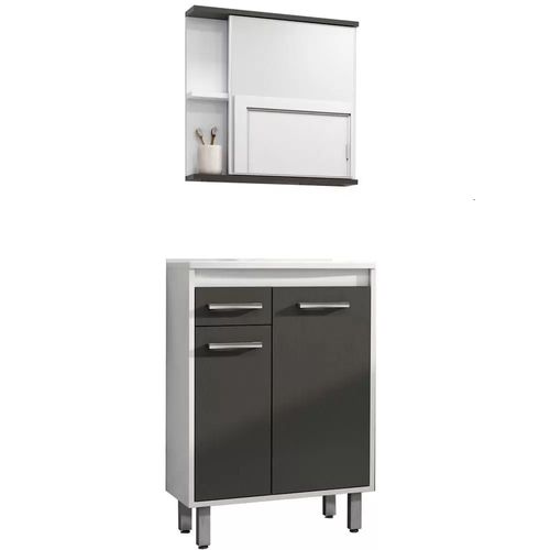 Conjunto para Banheiro Jaeli JB614 Tampo 60cm  – Branco/Chumbo