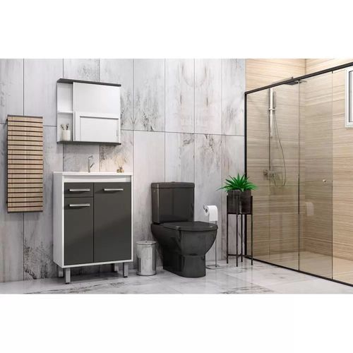 Conjunto para Banheiro Jaeli JB614 Tampo 60cm  – Branco/Chumbo