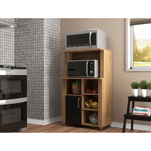 Armário Multiuso Móveis Sul Lyon Nogal/Preto