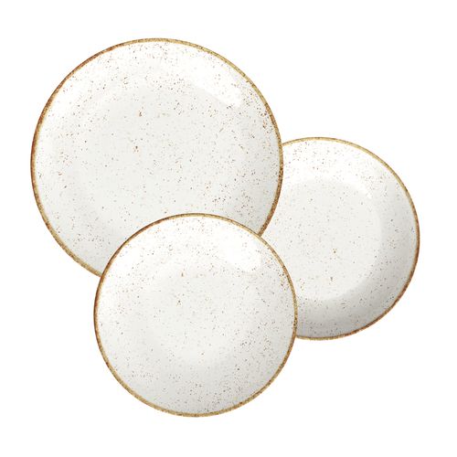 Jogo de Pratos Tramontina em Porcelana Decorada 12 Peças - Rústico Marrom