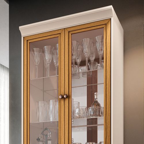 Cristaleira HB Ópera 02 Portas 01 Gaveta - Off White/Cinamomo