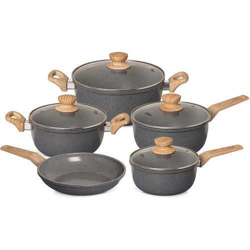 Conjunto de Panelas Oster Marble Eddition 5 Peças Alumínio - Dark Grey