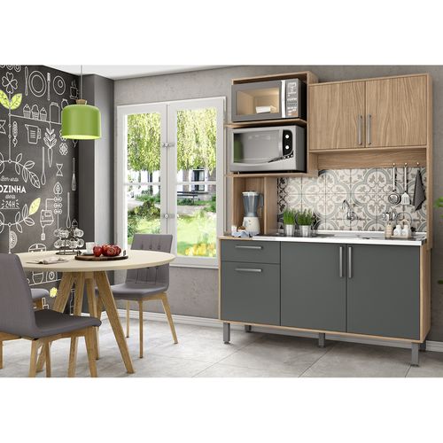 Conjunto de Cozinha Compacta Jaeli Gabi 2,10x1,51m com 5 Portas e 1 Gaveta