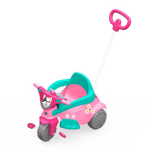 Triciclo Infantil Xalingo Pink Race 3 em 1 com Empurrador - Rosa