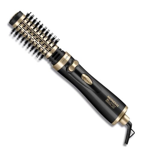 Escova de Cabelo Mondial Rotativa Argan 1000W ER-11-AR - Preto/Champagne