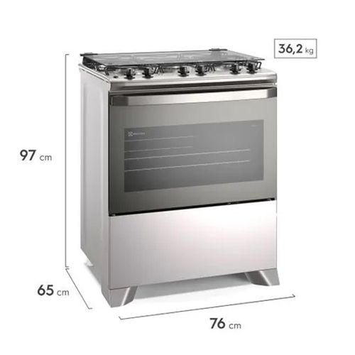 Fogão Electrolux FE51G 5 bocas Mesa Inox Bivolt- Cinza