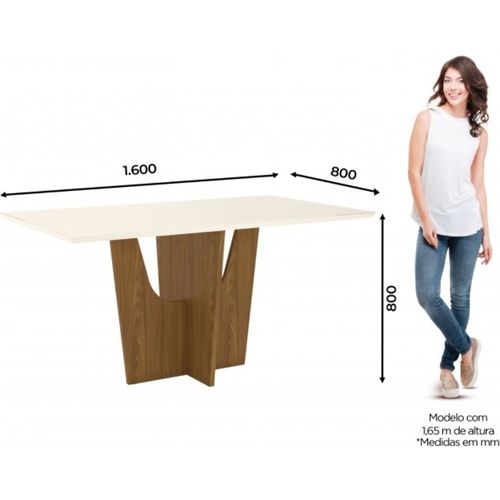Mesa HENN Vertice 1,60cm - Nature/Off White