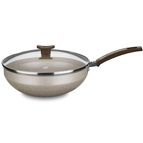 Panela Wok MTA Aura Nº 24 2,8L Baunilha com Tampa de Vidro