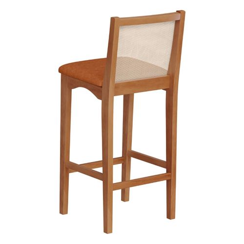 Banqueta Alta Cella Móveis Toscana com encosto em tela - Carvalho