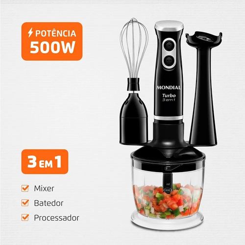 Mixer Mondial Turbo 3 em 1 M-14 500W Preto