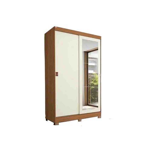 Roupeiro Kappesberg 2 Portas de Correr com Espelho CB01R588 - Canela/Off White