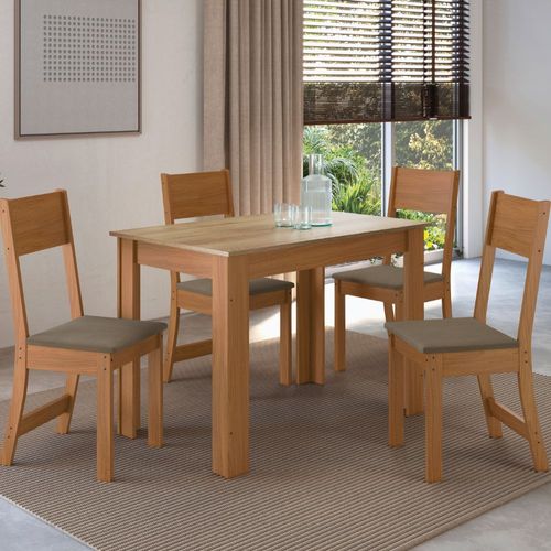 Conjunto Mesa Indekes Atlanta 4 Cadeiras 1,08m Freijó/Castanho